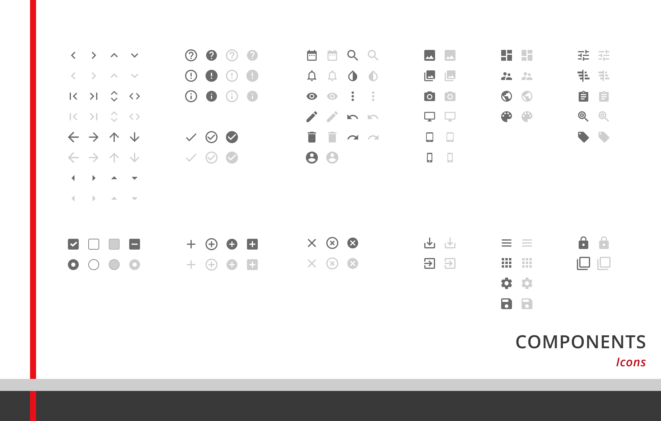 Icon set with default and disabled states